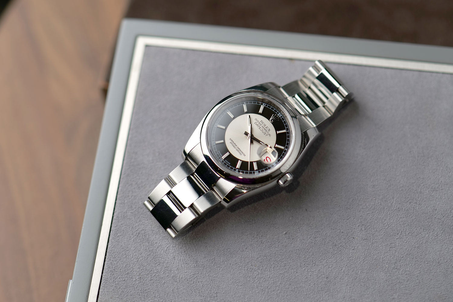 SÅLD – BEGAGNAD Rolex Datejust Tuxedo 36mm 116200