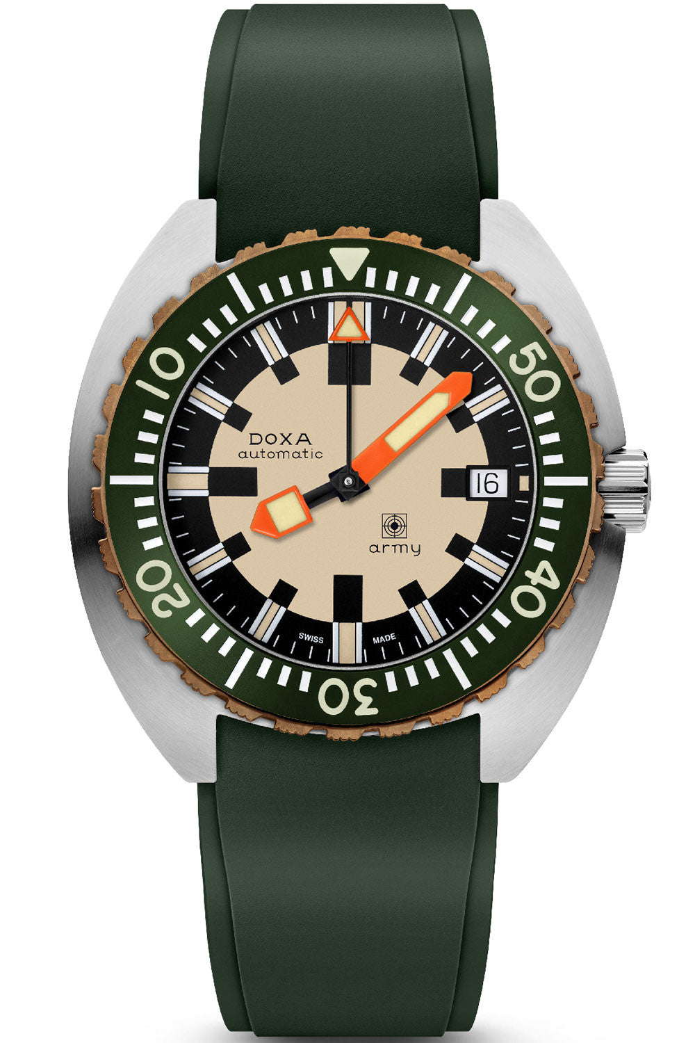 DOXA Army Green & Bronze Bezel, grön gummirem 785.60.031.26