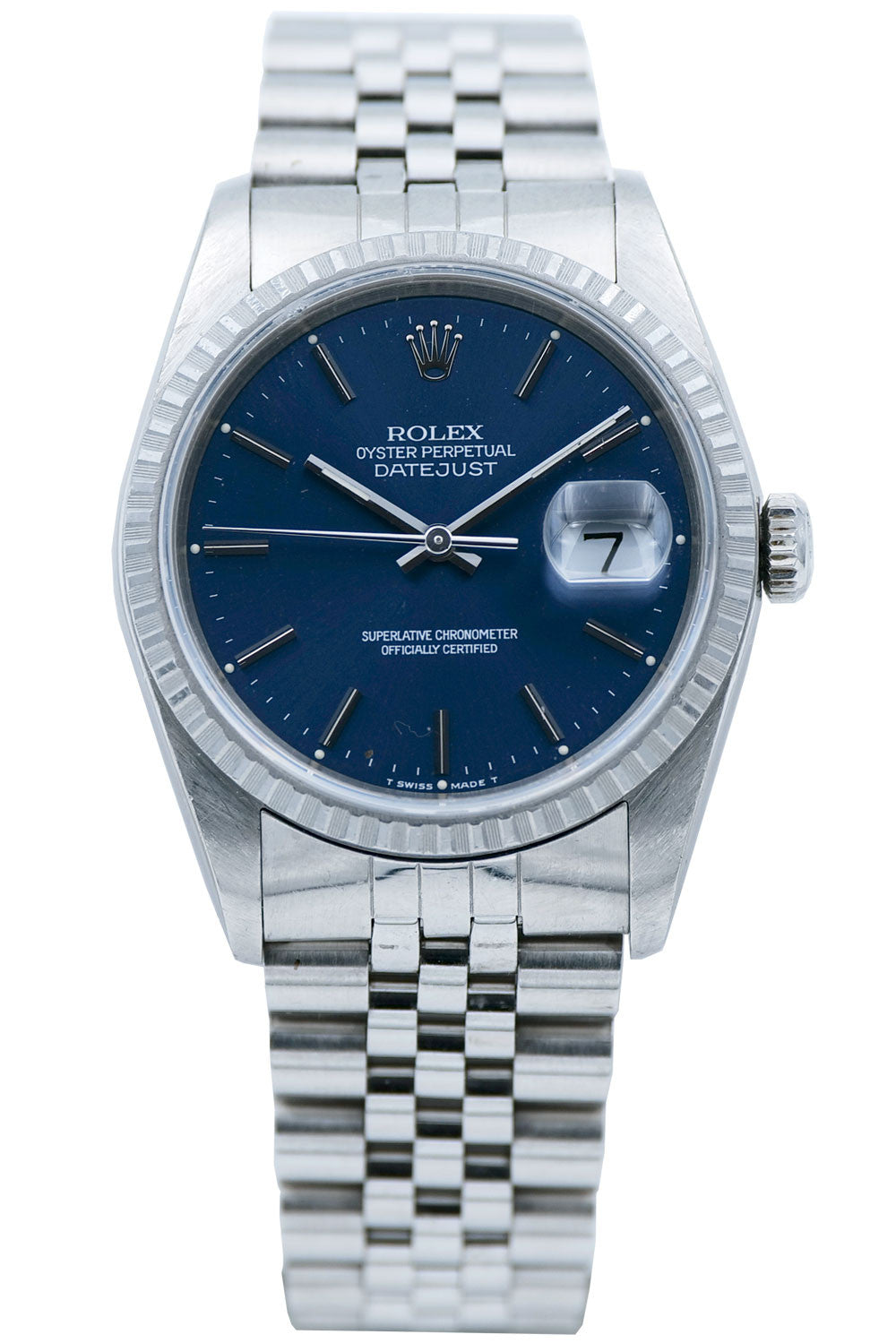 PRE-OWNED Rolex Datejust Blue & Jubilee Bracelet 1989 Newly Serviced Ref 16220