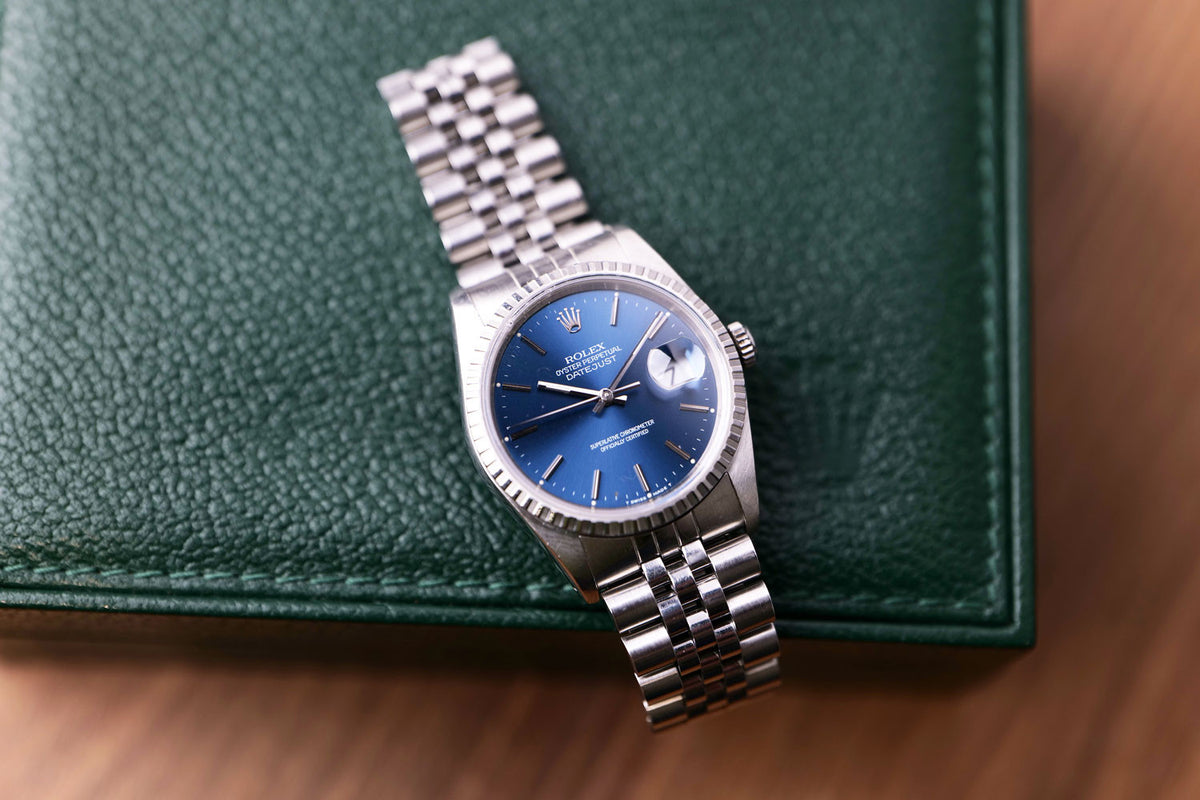 PRE-OWNED Rolex Datejust Blue & Jubilee Bracelet 1989 Newly Serviced Ref 16220