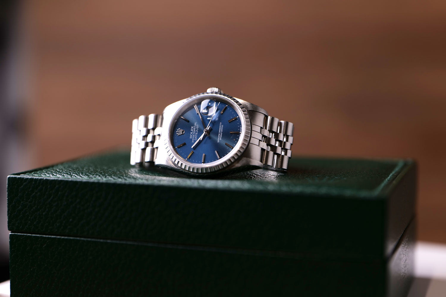 PRE-OWNED Rolex Datejust Blue & Jubilee Bracelet 1989 Newly Serviced Ref 16220