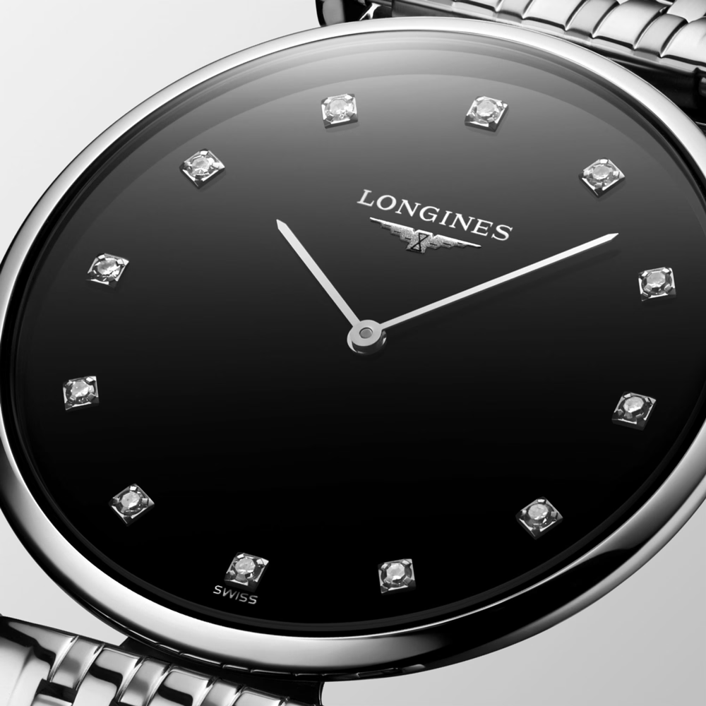 Longines La Grande Classique 37mm svart diamanter stål damklocka L47664586