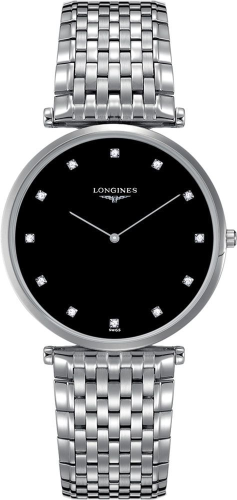 Longines La Grande Classique 37mm svart diamanter stål damklocka L47664586