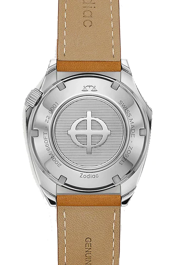 Zodiac Olympos STP 1-11 Swiss Automatic med tre visare brunt läder med grön urtavla ZO9713