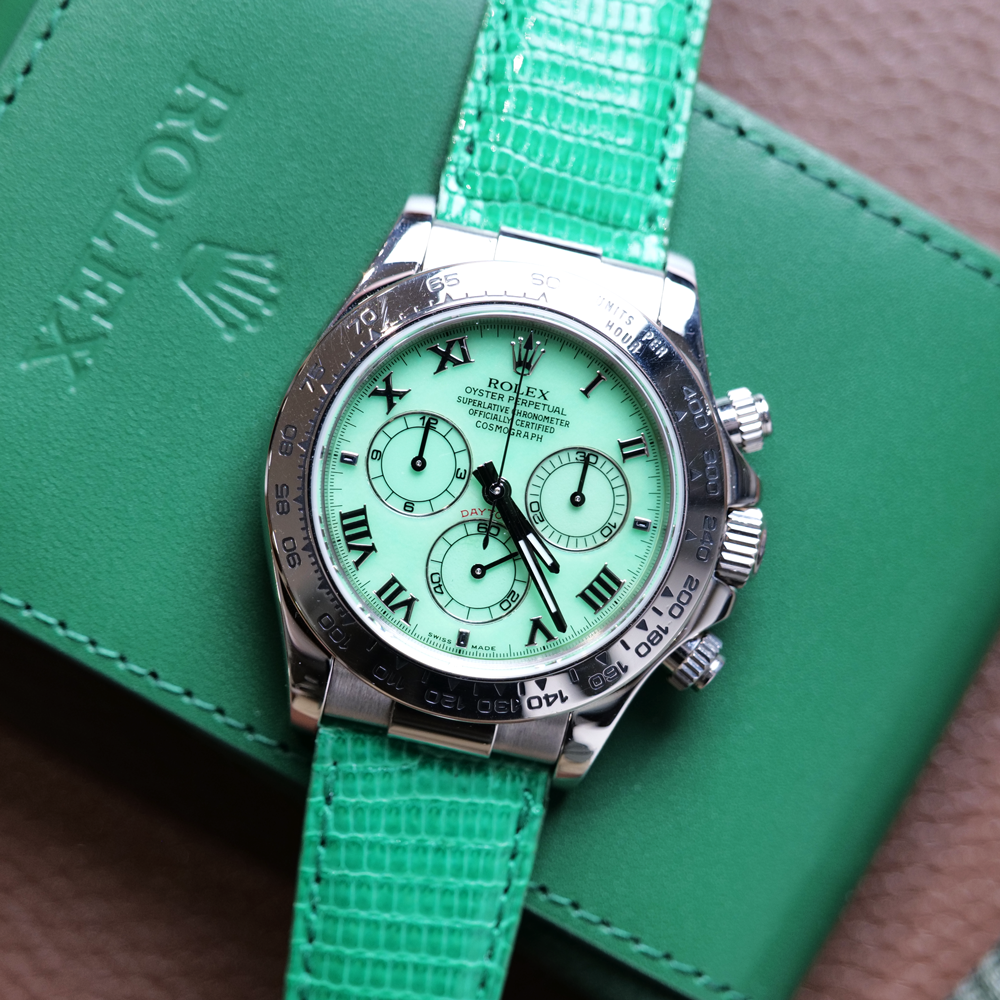 SOLD - Pre-owned Rolex Daytona Cosmograph Beach Green Dial 116519