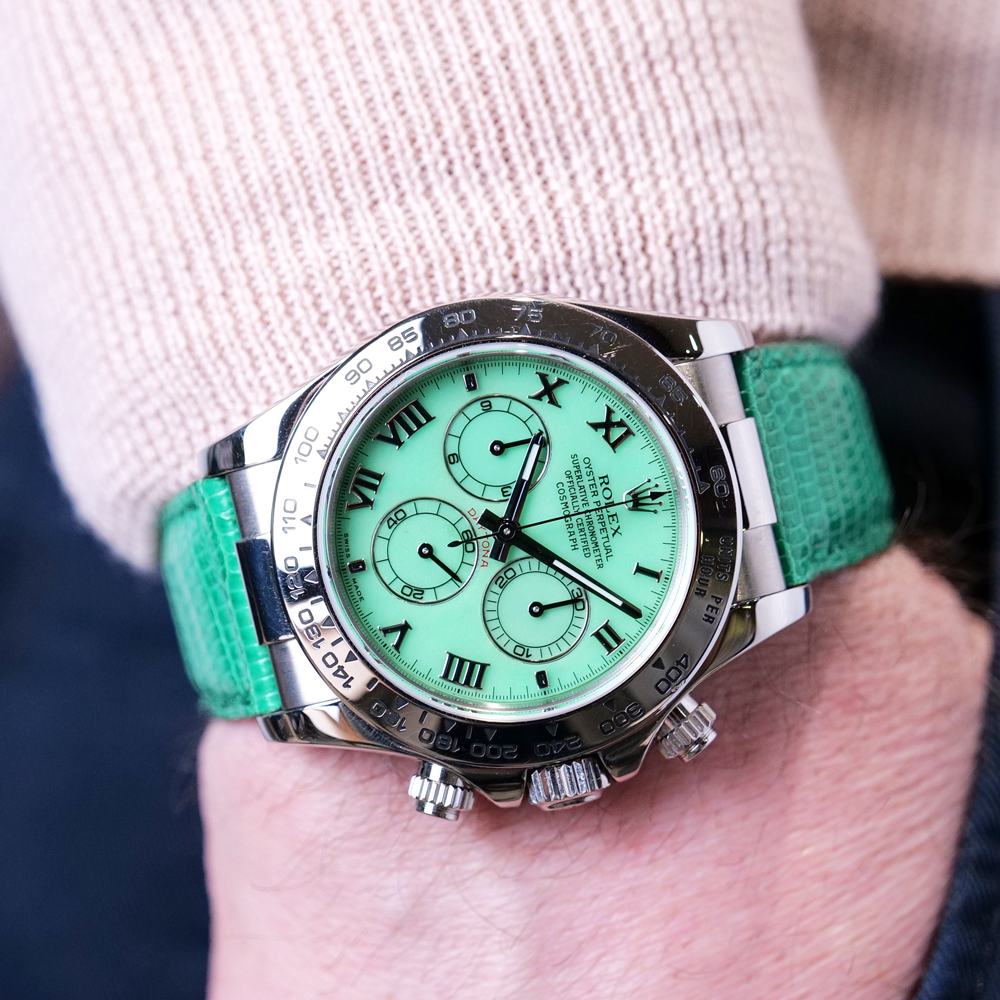 SOLD - Pre-owned Rolex Daytona Cosmograph Beach Green Dial 116519