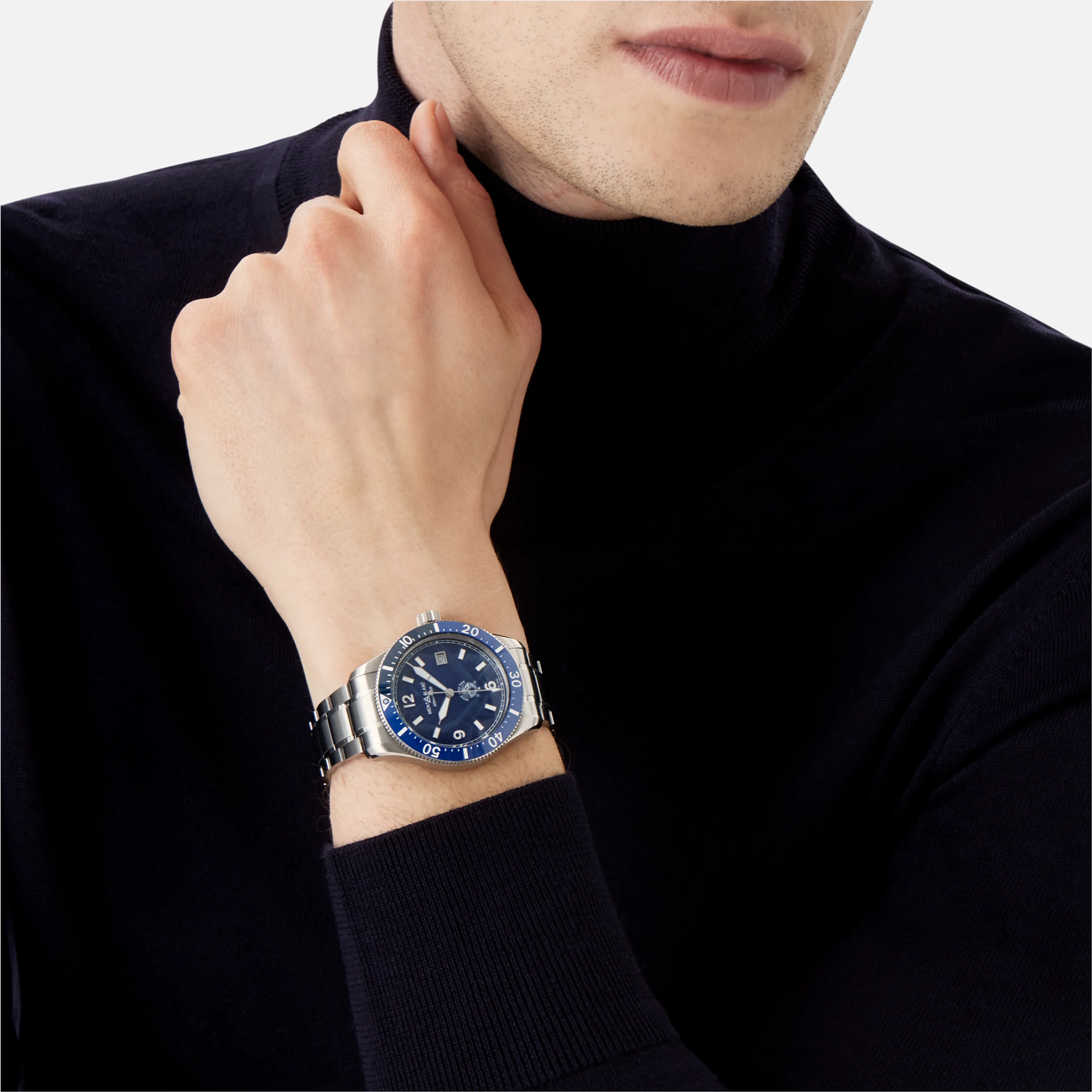 Montblanc 1858 Iced Sea Blue Automatic Date MB129369