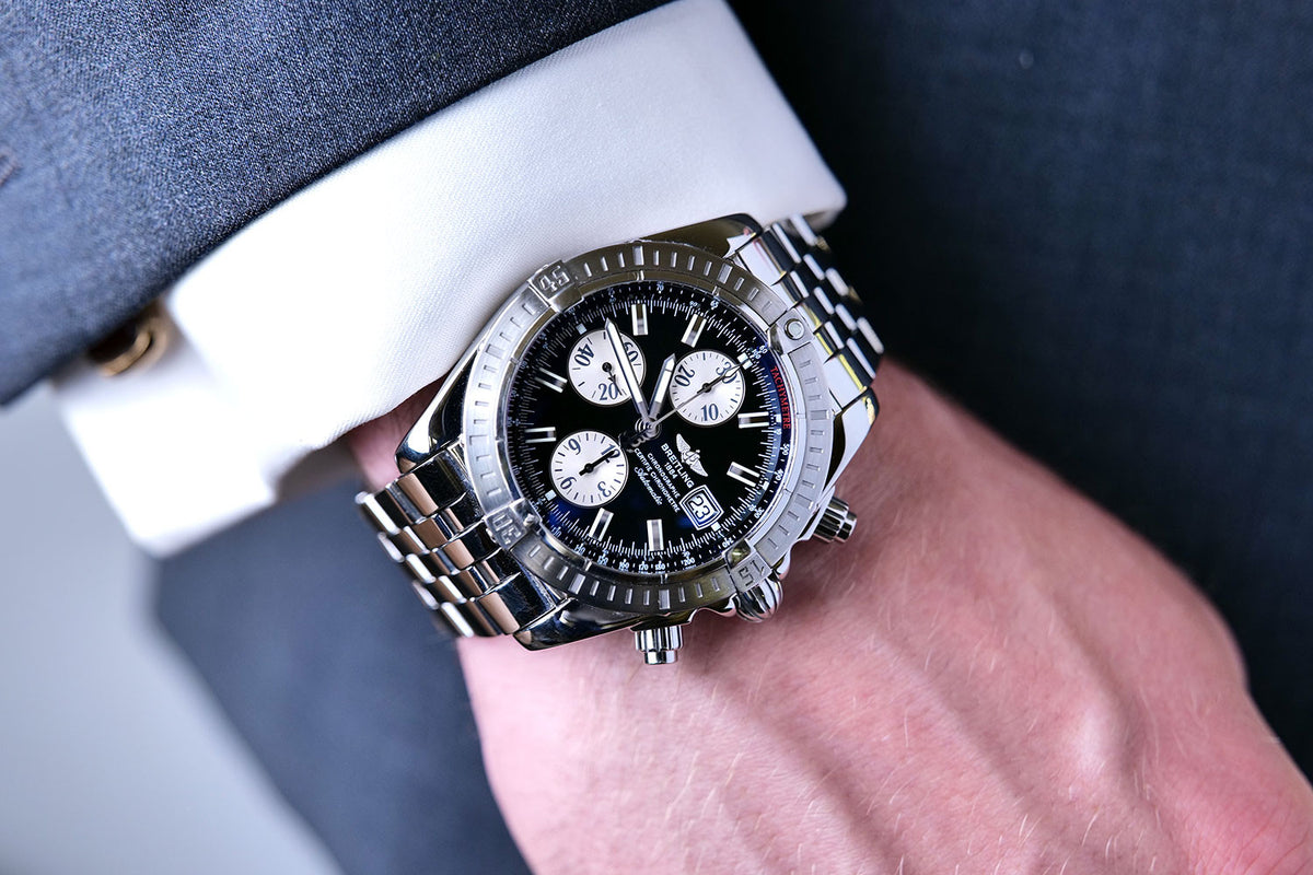 BEGAGNAD Breitling Chronomat Evolution 44mm Svart & rostfritt stål A13356