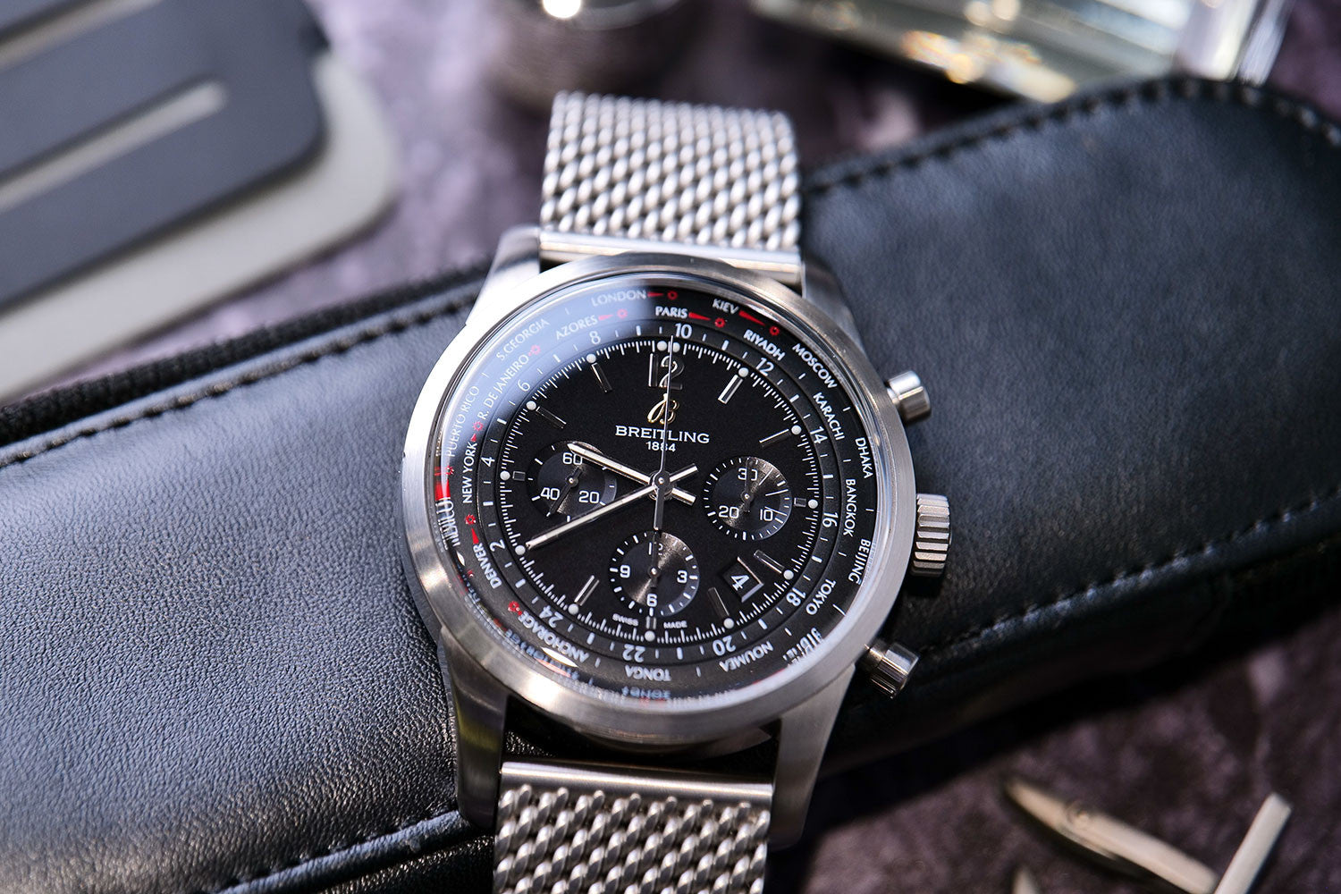BEGAGNAD Breitling Transocean Unitime Pilot Svart & Armband AB0510U6/BC2