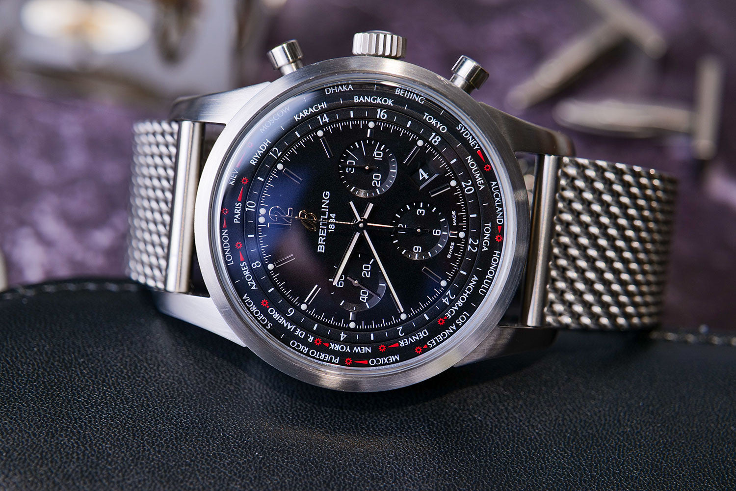 BEGAGNAD Breitling Transocean Unitime Pilot Svart & Armband AB0510U6/BC2