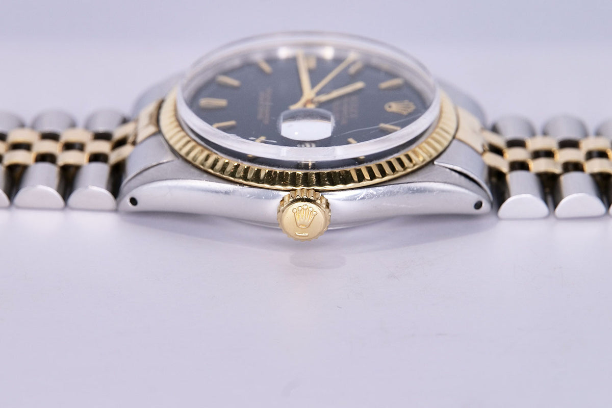 BEGAGNAD Rolex Datejust 36mm svart & jubileum tvåfärgad 1601