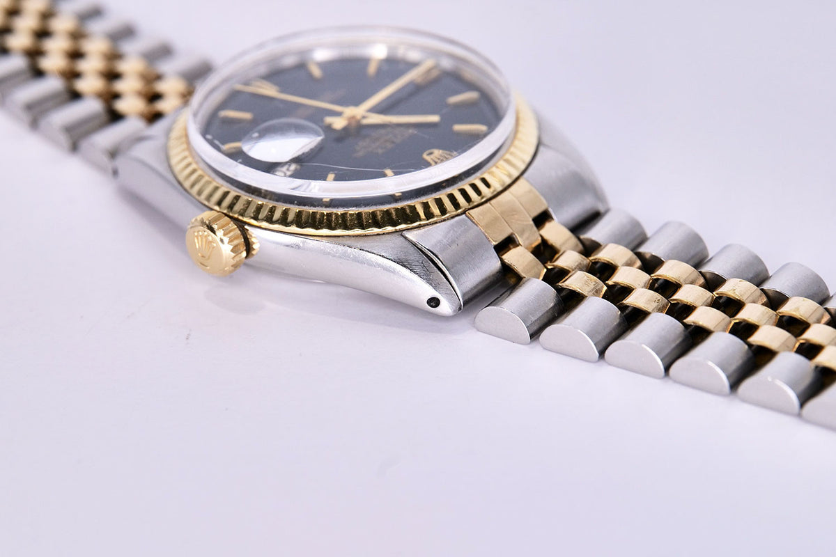 BEGAGNAD Rolex Datejust 36mm svart & jubileum tvåfärgad 1601