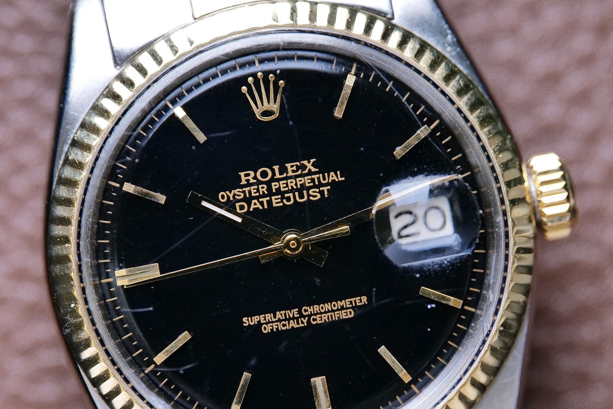 BEGAGNAD Rolex Datejust 36mm svart & jubileum tvåfärgad 1601