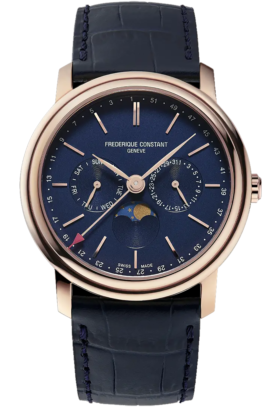 Frederique Constant Classics Index Business Timer 40mm Blue & Leather Strap FC-270N4P4