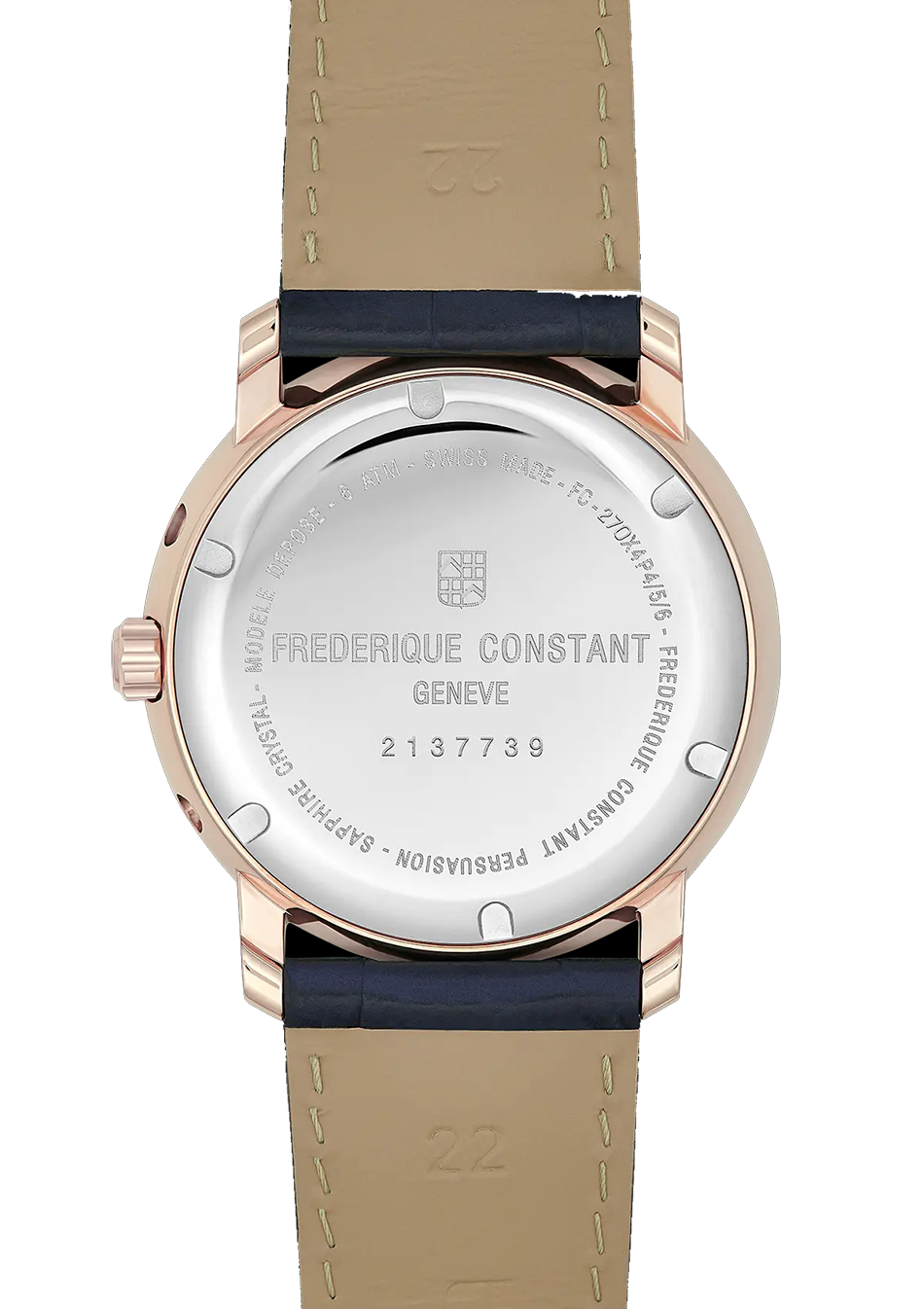 Frederique Constant Classics Index Business Timer 40mm blått och läderarmband FC-270N4P4