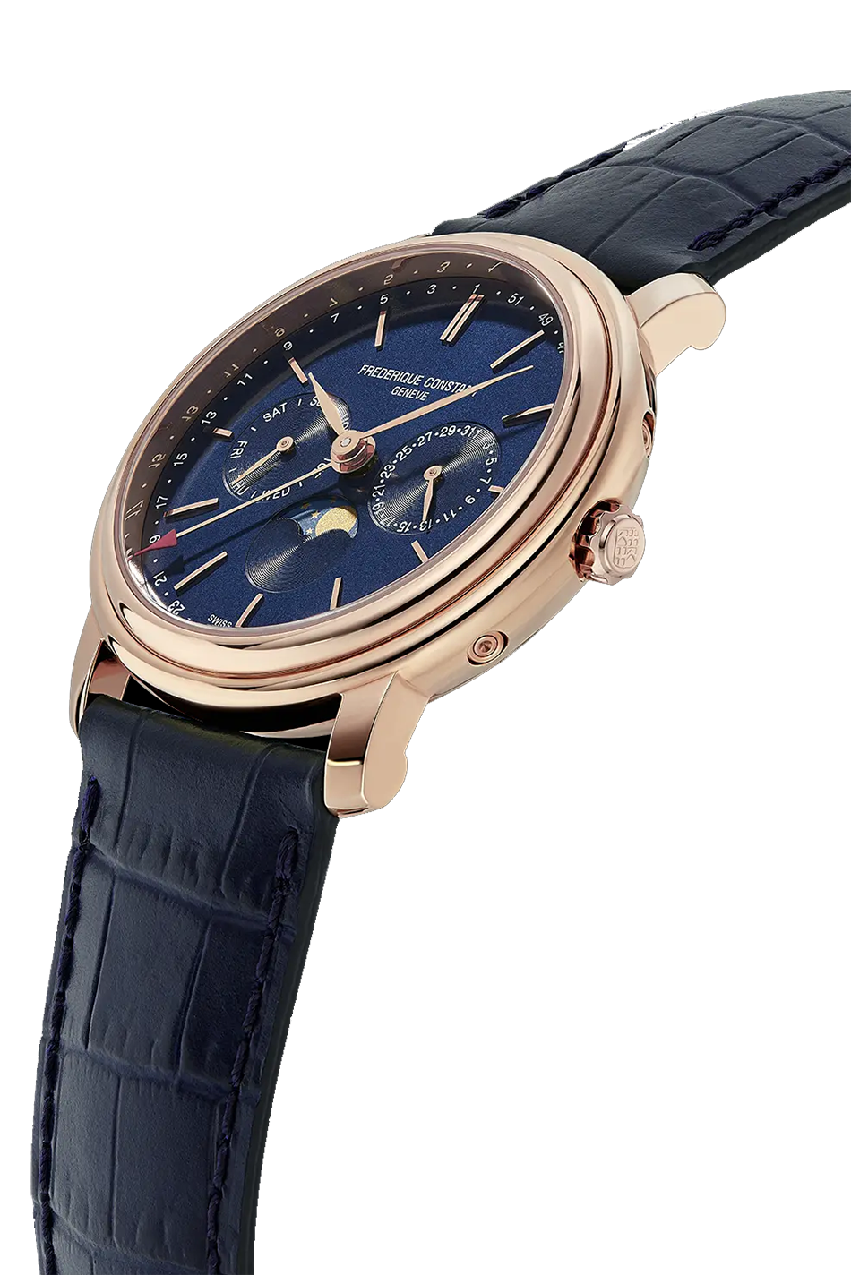 Frederique Constant Classics Index Business Timer 40mm Blue & Leather Strap FC-270N4P4
