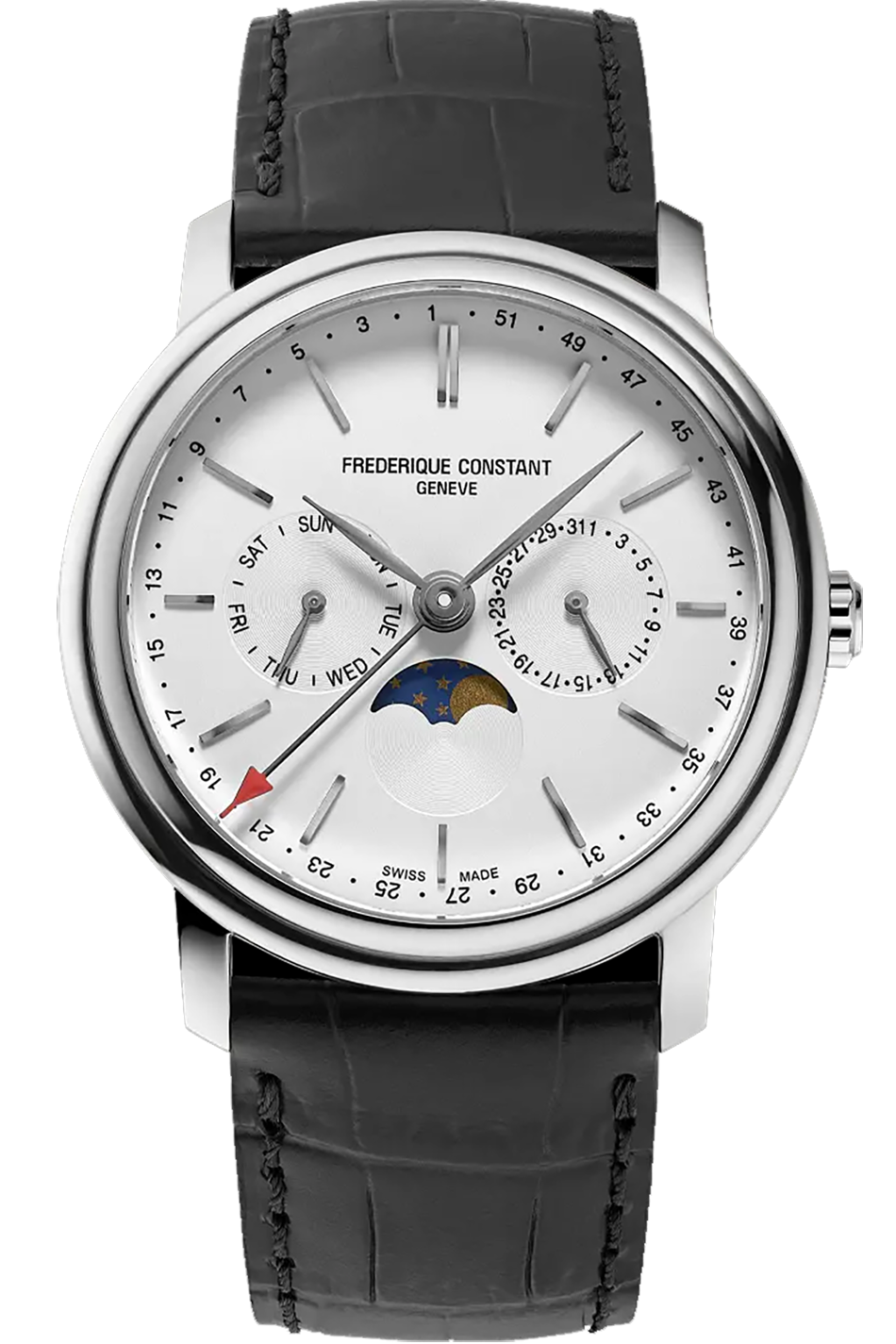 Frederique Constant Classics Index Business Timer 40mm White & Leather strap FC-270SW4P26