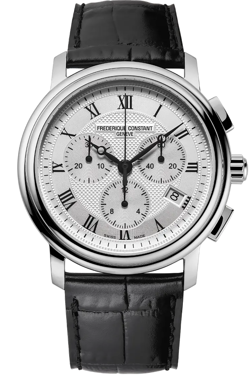Frederique Constant Classics Quartz Chronograph Silver & läderarmband FC-292MC4P6
