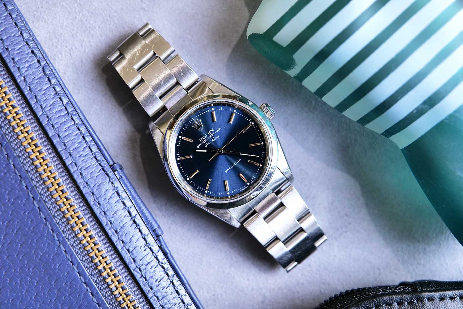 SOLD PRE-OWNED Rolex Air King 34mm Blue & Steel 14000