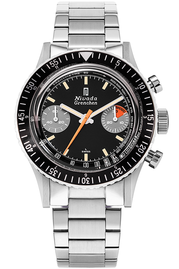 Nivada Grenchen Chronomaster Orange Boy SL Manual Forstner Flat Link 86015M20