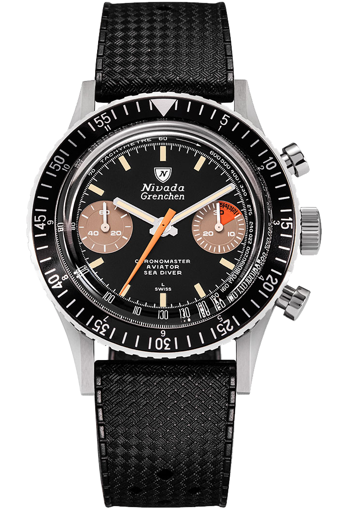 Nivada Grenchen Chronomaster Orange Boy Manual Rubber Strap 86012M01