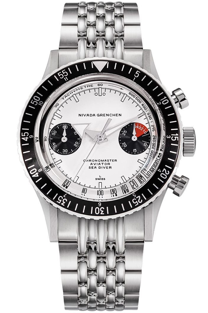 Nivada Grenchen Chronomaster White Panda Manual Bead Of Rice Bracelet 86010WM04