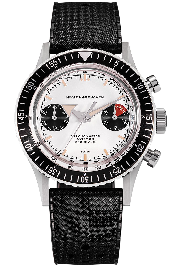 Nivada Grenchen Chronomaster Panda manuell gummiarmband 86010M01