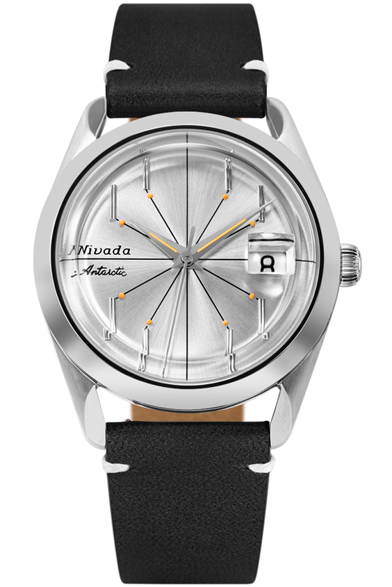 Nivada Grenchen Antarctic Spider Silver & Leather Strap 32023A09