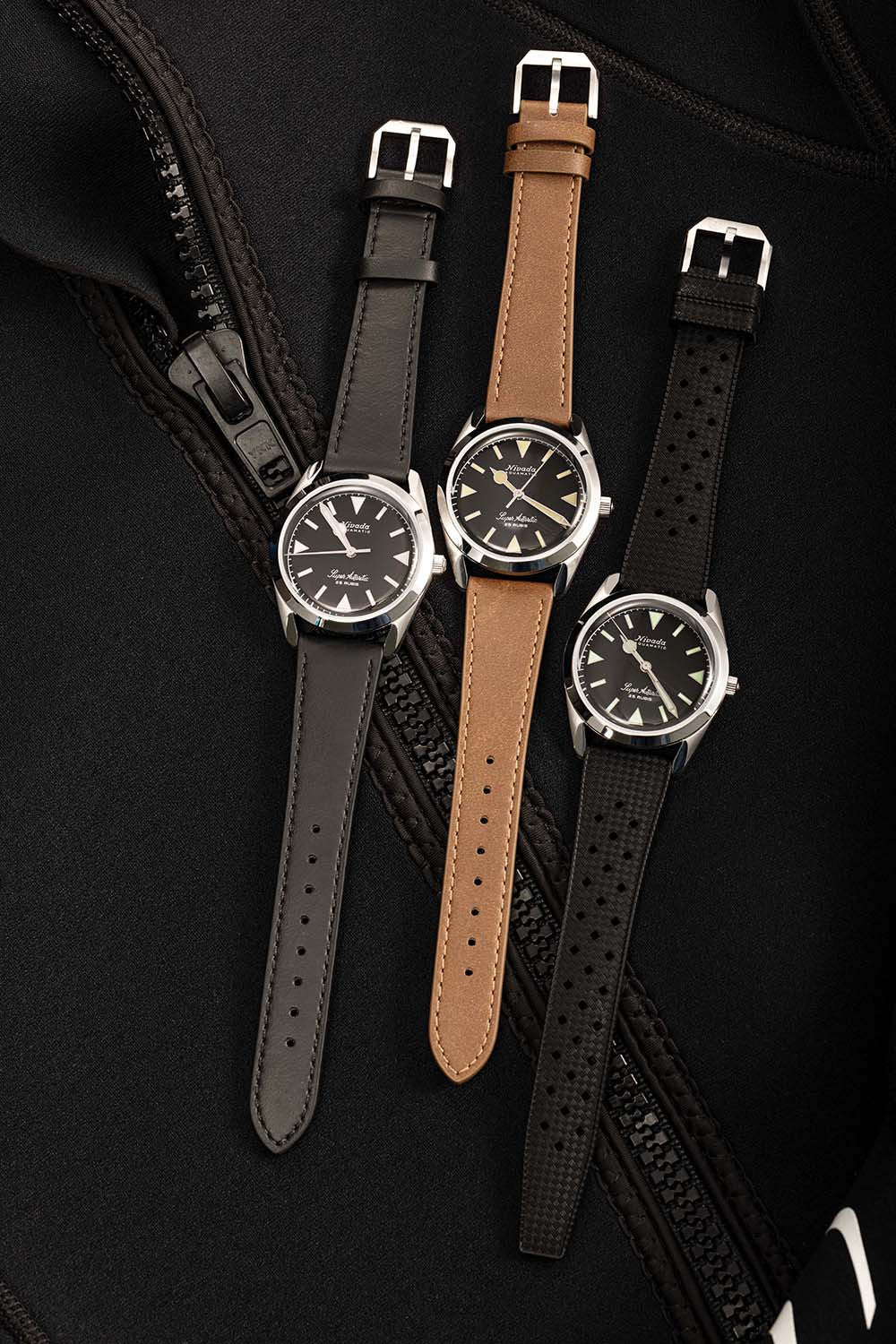 Nivada Grenchen Super Antarctic Black & Rubber Strap 32025A01