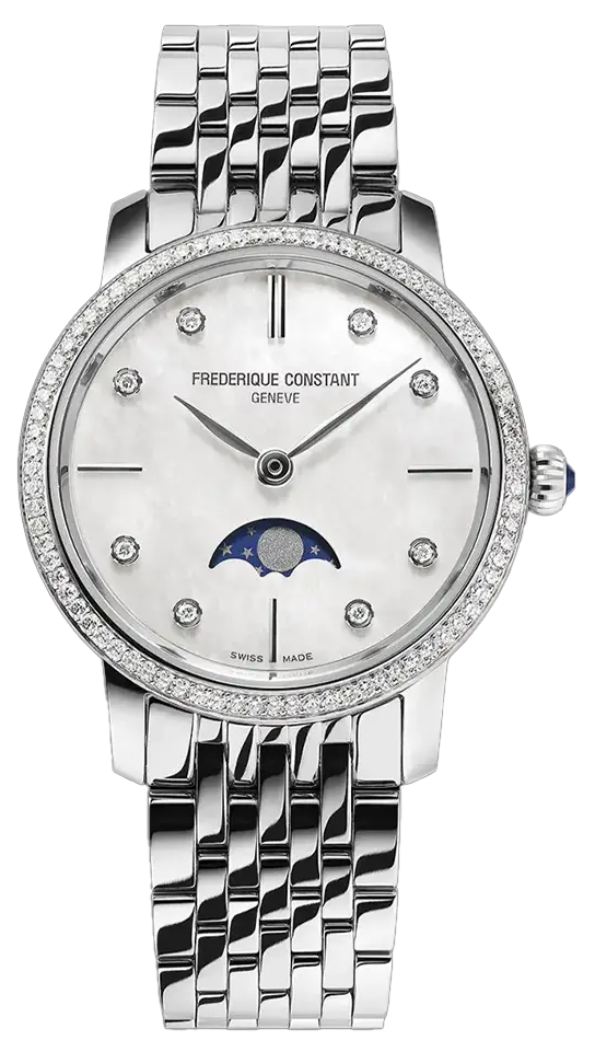 Frederique Constant Slimline Månfas Damklocka Diamant