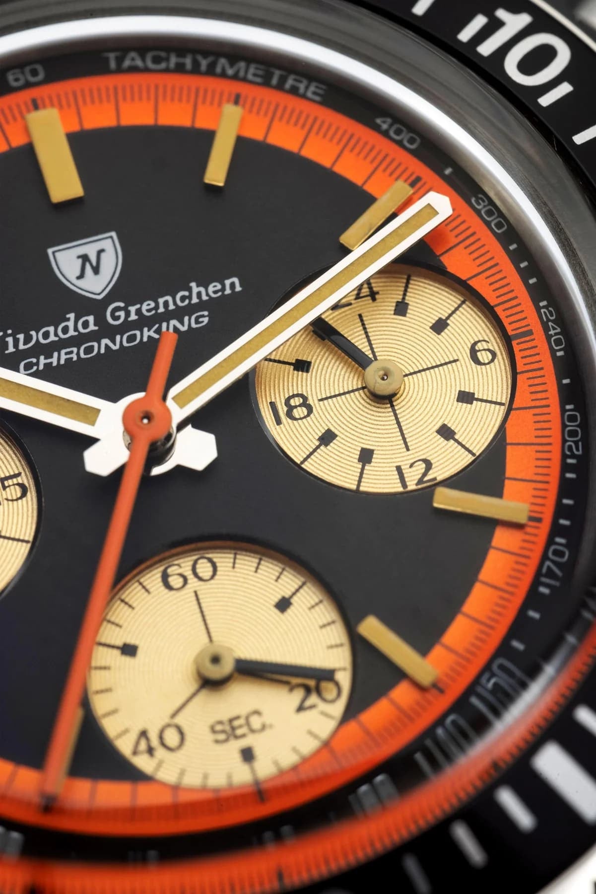 Nivada Grenchen Chronoking "Paul Newman" Orange & Beads Of Rice Armband 87034Q04