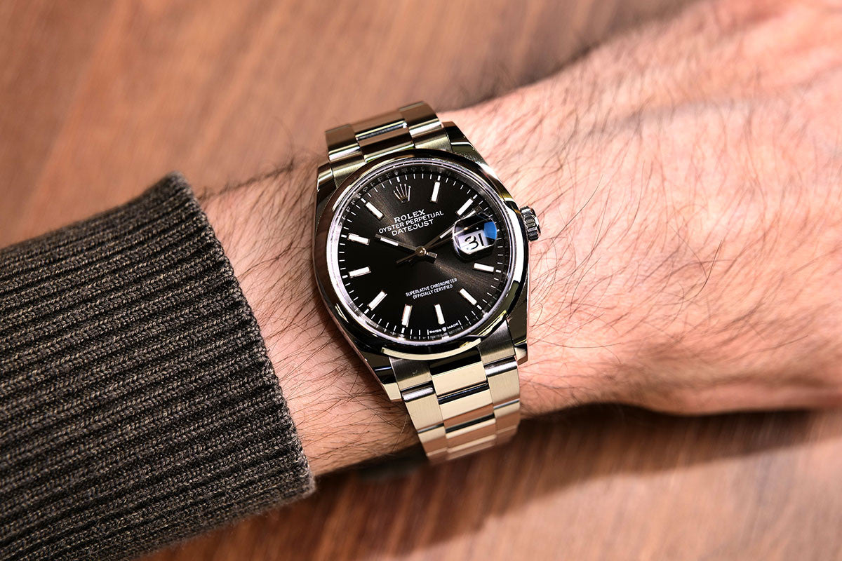 BEGAGNAD Rolex Datejust 36mm svart & stål Ref 126200