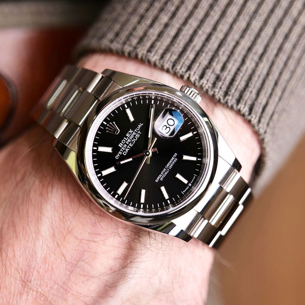 BEGAGNAD Rolex Datejust 36mm svart & stål Ref 126200