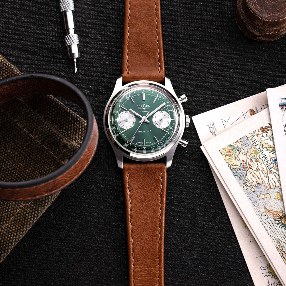 Vulcain Chronograph 1970s Green & Brown Limited Edition 640109A90.BAC207