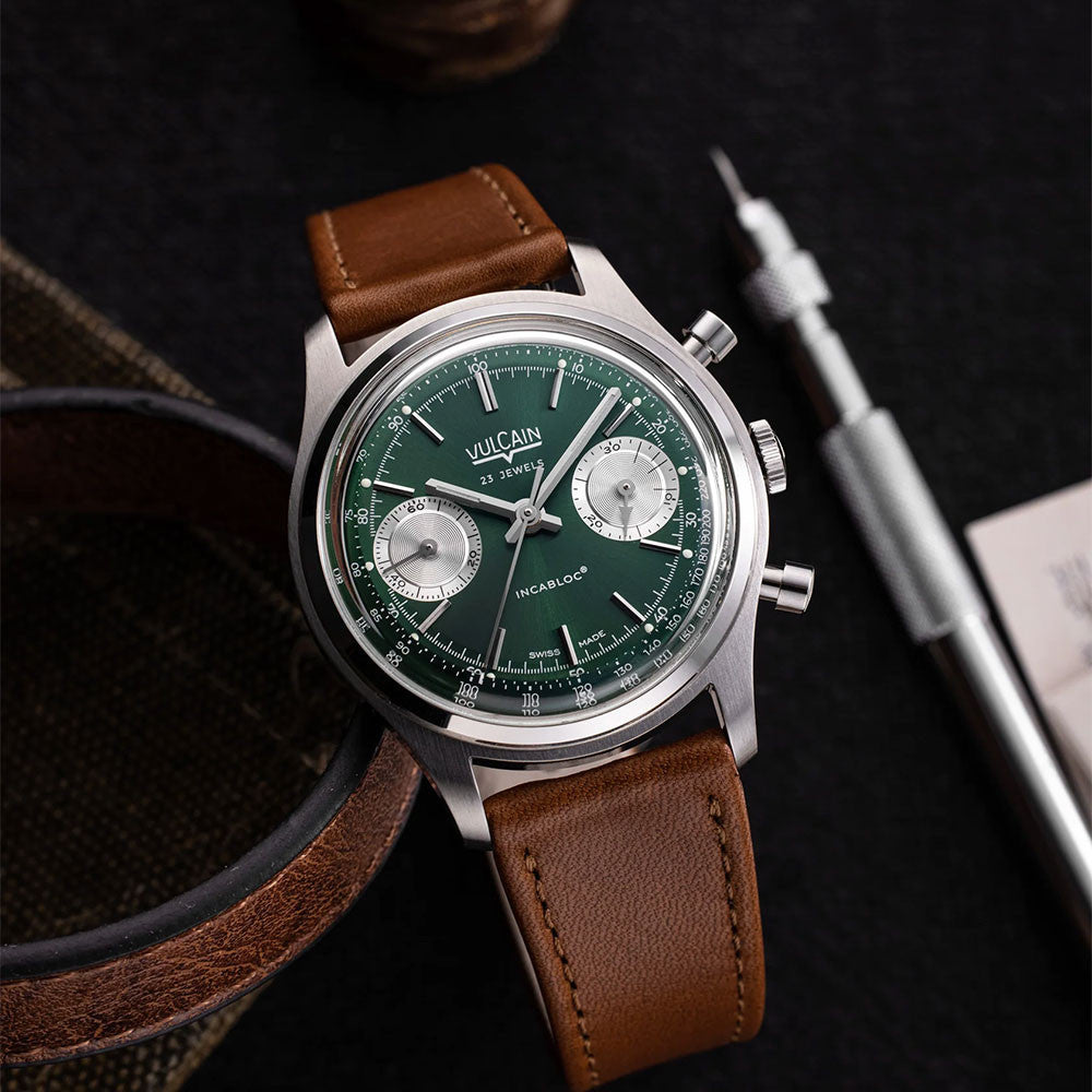 Vulcain Chronograph 1970s Green & Brown Limited Edition 640109A90.BAC207