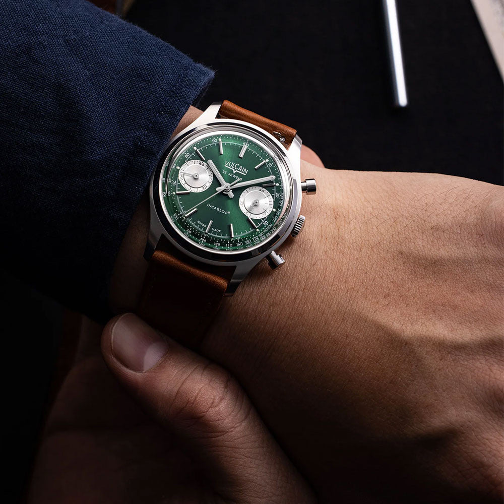 Vulcain Chronograph 1970s Green & Brown Limited Edition 640109A90.BAC207