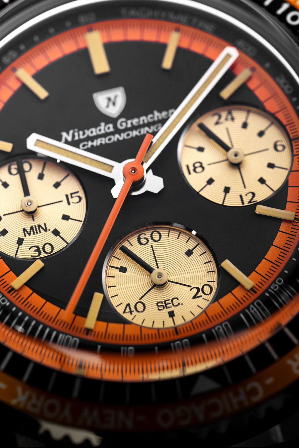 Nivada Grenchen Chronoking Mecaquartz Black & Beads of Rice 87041Q04