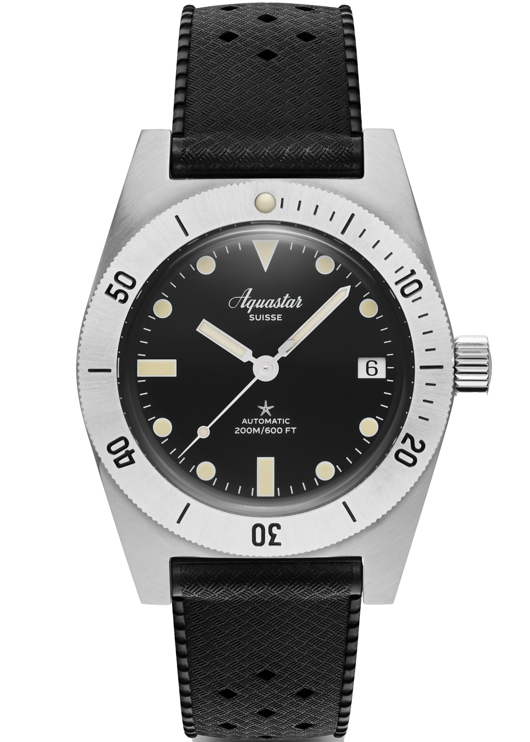 Aquastar Model 60 Re-edition Svart & Komplett Paket med Armband och Rem