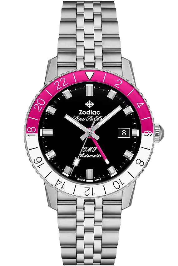 Zodiac Super Sea Wolf GMT Rosa & Länk i stål ZO9416