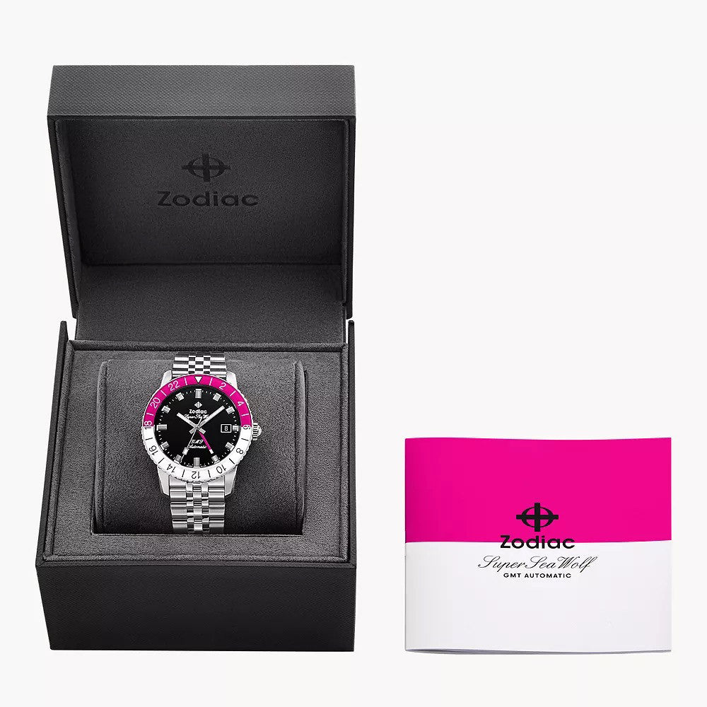 Zodiac Super Sea Wolf GMT Rosa & Länk i stål ZO9416