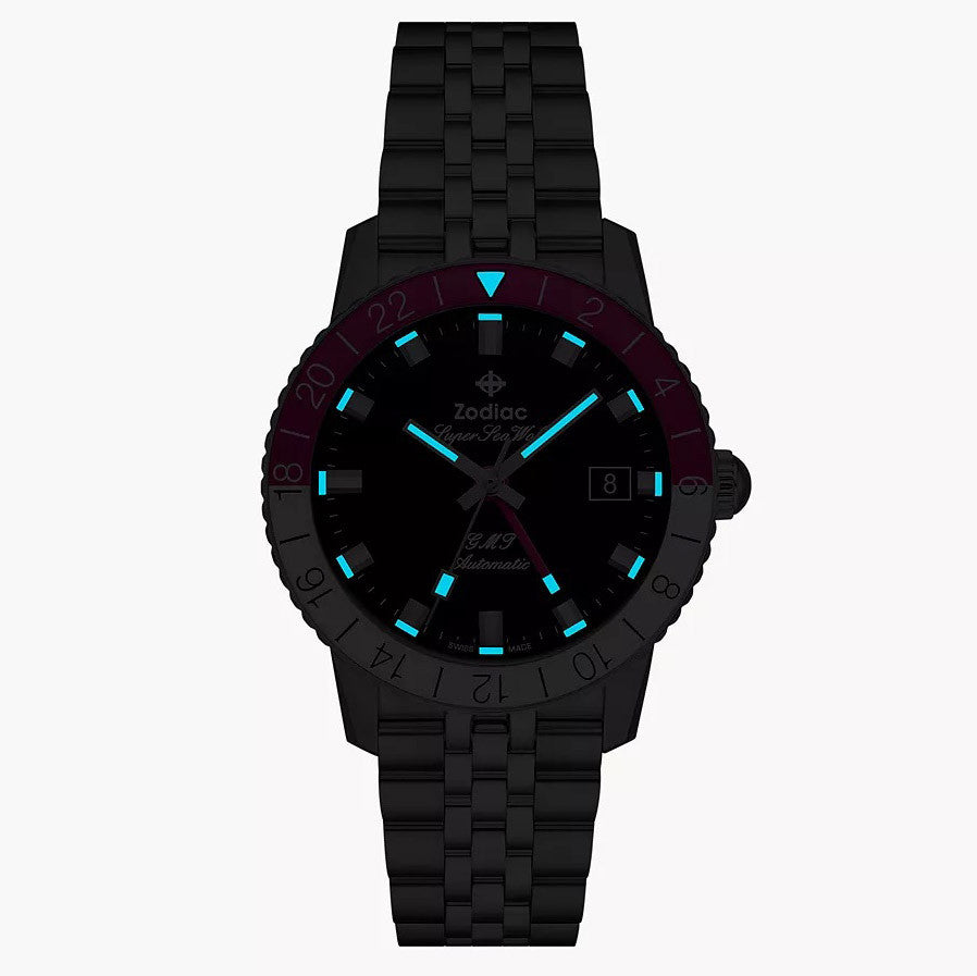 Zodiac Super Sea Wolf GMT Rosa & Länk i stål ZO9416