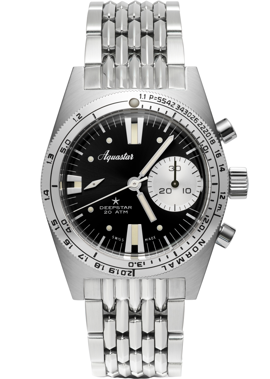 Aquastar Deepstar Chronograph Svart & BOR-armband
