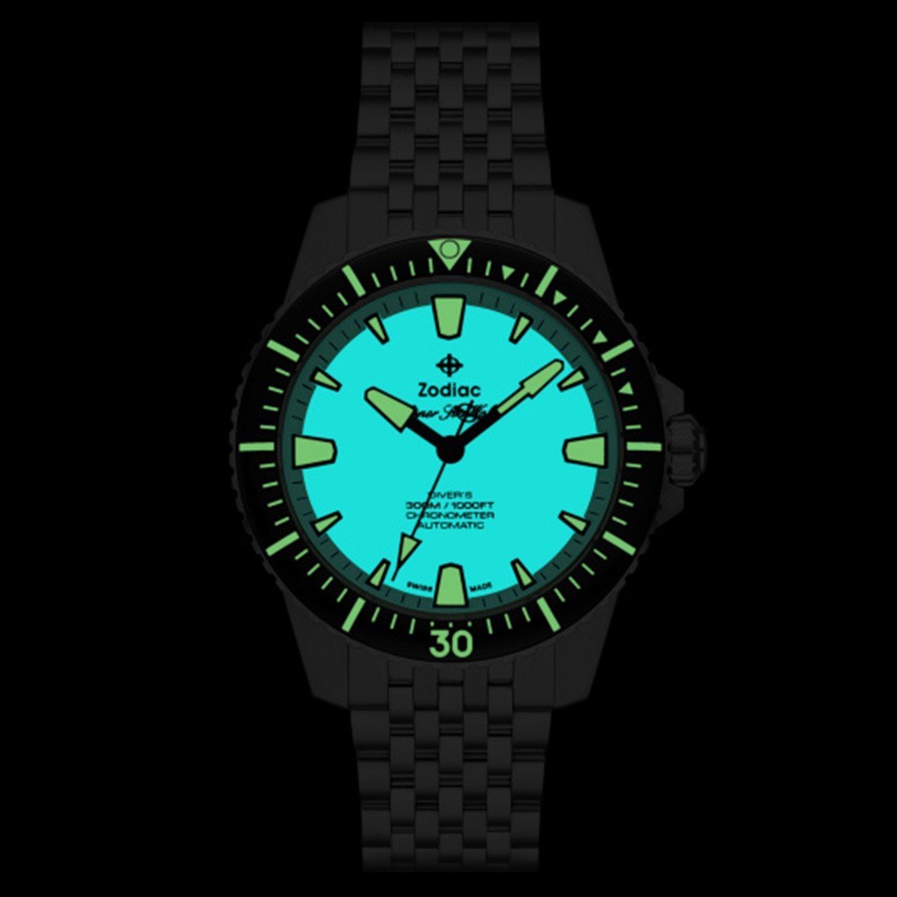 Zodiac Super Sea Wolf Divers COSC Silver & Green ZO3560
