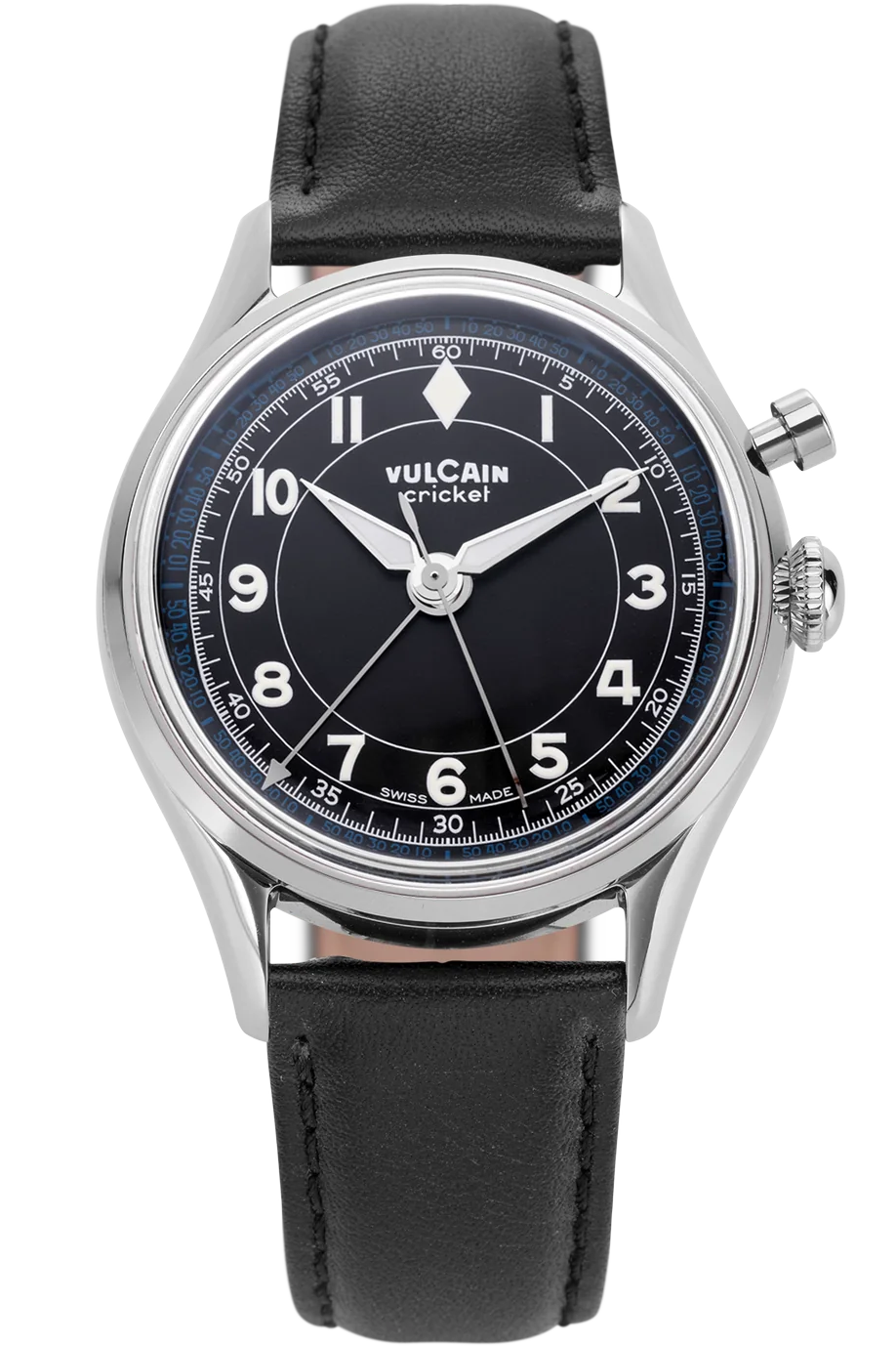 Vulcain Cricket Classique 36mm Svart & Vit/Blå 100269B07.BAC301