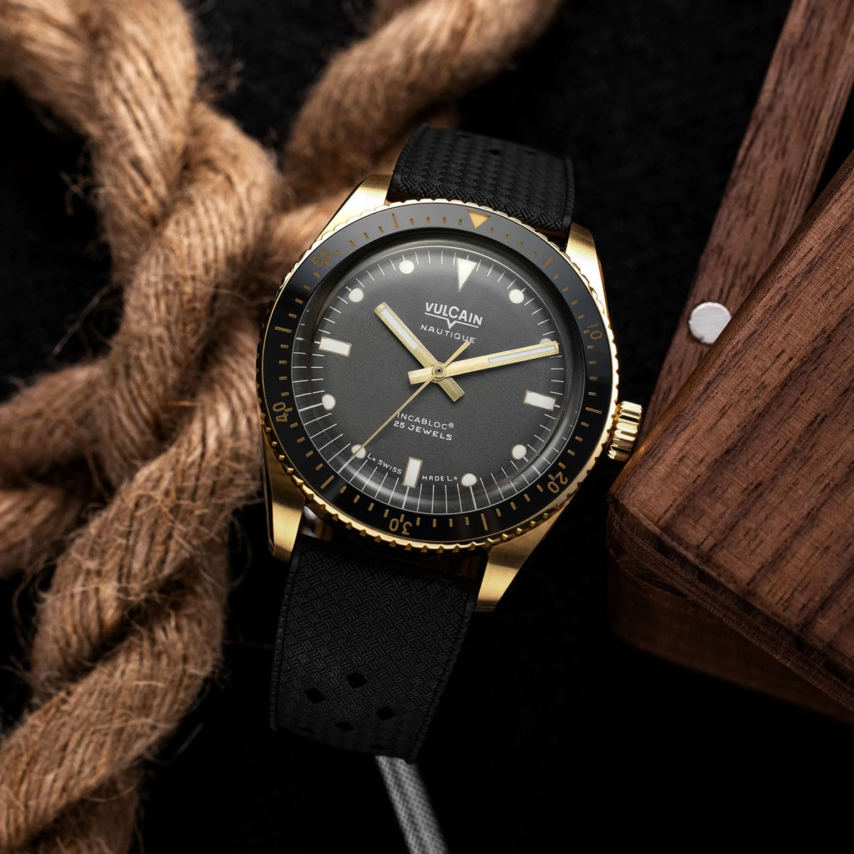 Vulcain Skindiver Bronze & Grey, Gummiband 662170A17.BNR200