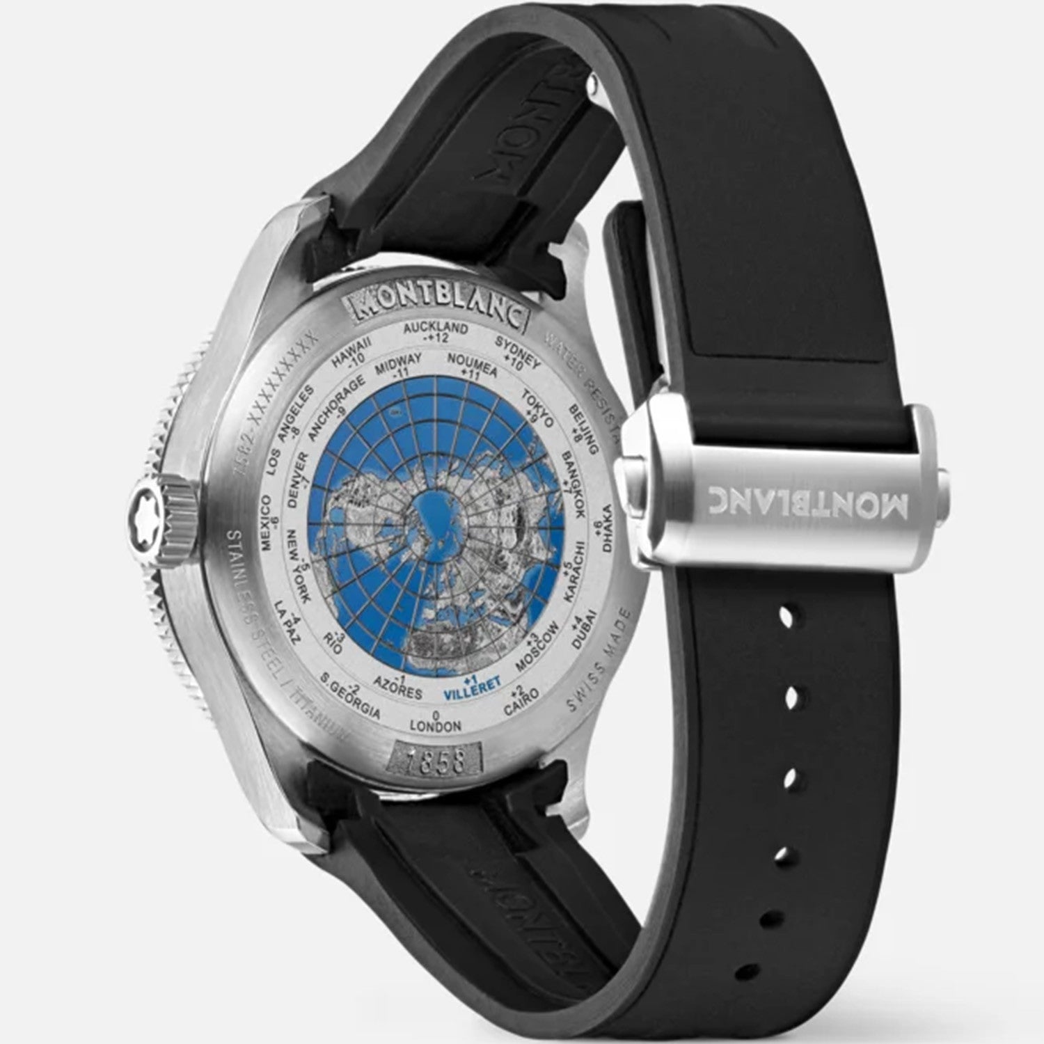 Montblanc 1858 GMT Svart & Gummiband MB129766