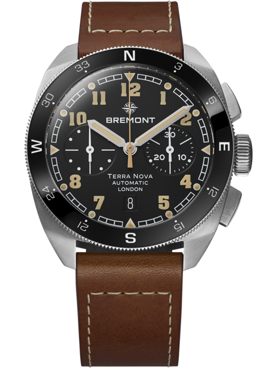 Bremont Terra Nova 42.5 Steel Chronograph Leather TN42-CHR-SS-BK-L-S