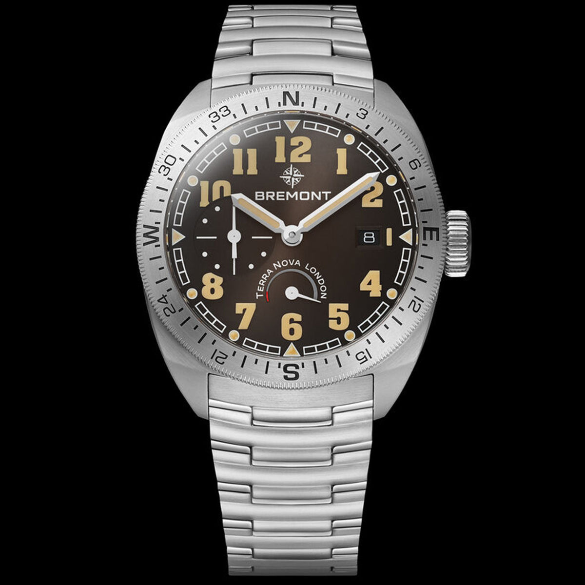 Bremont Terra Nova 40.5 Turning Bezel Power Reserve Steel Bracelet