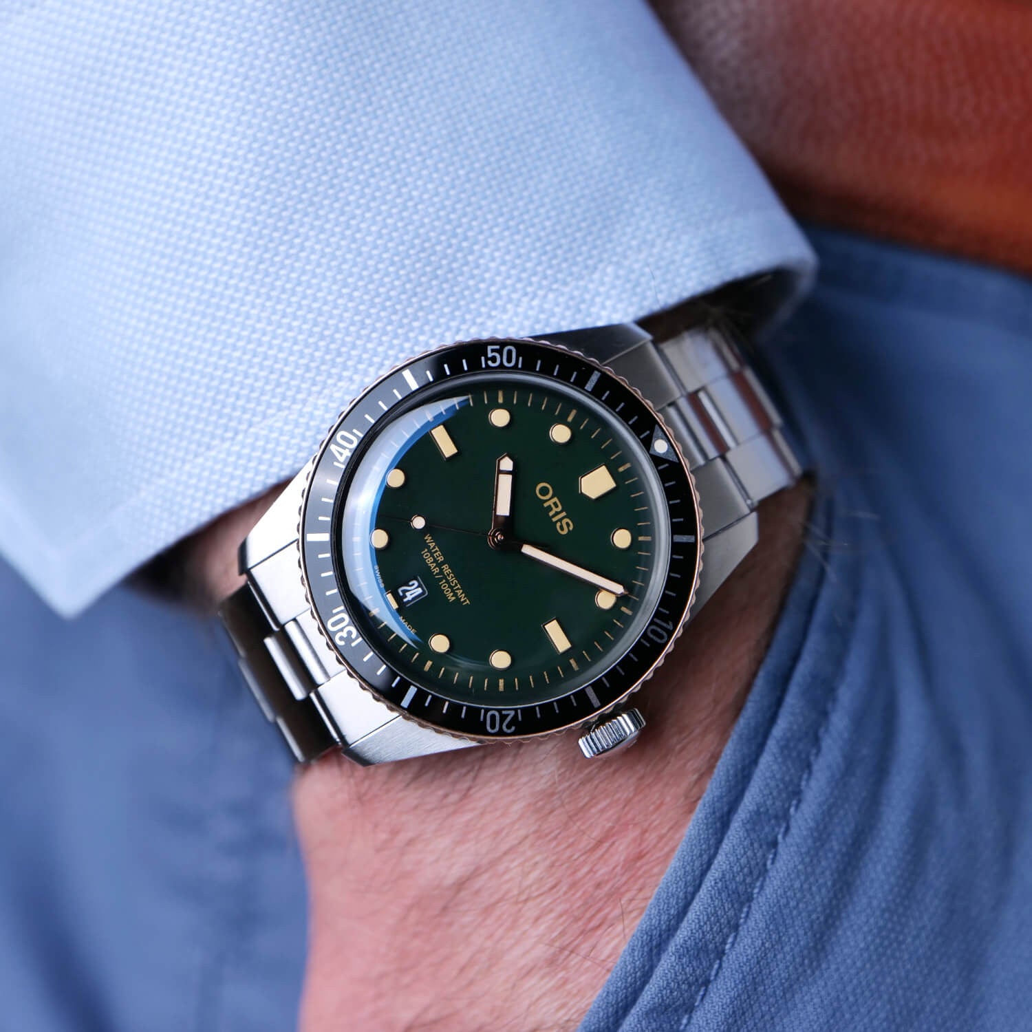 PRE-OWNED Oris Divers Sixty Five Green & Bronze 0173377074357-0782018
