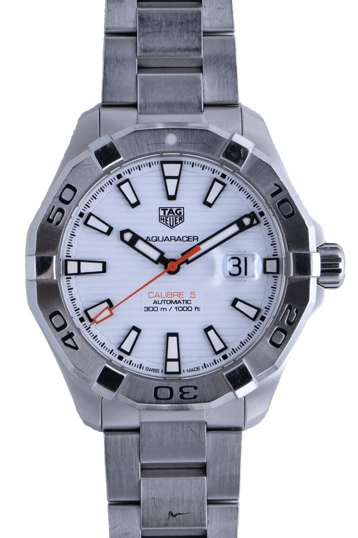 PRE-OWNED Tag Heuer Aquaracer 300M White 43Mm WAY2013-0